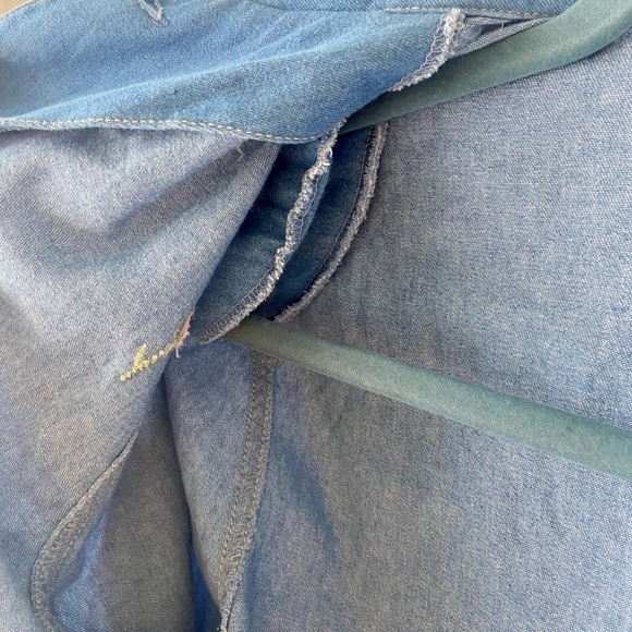 Vintage Jean Shacket / Chore Jacket with Embroidered Flowers - Picture 7 of 7